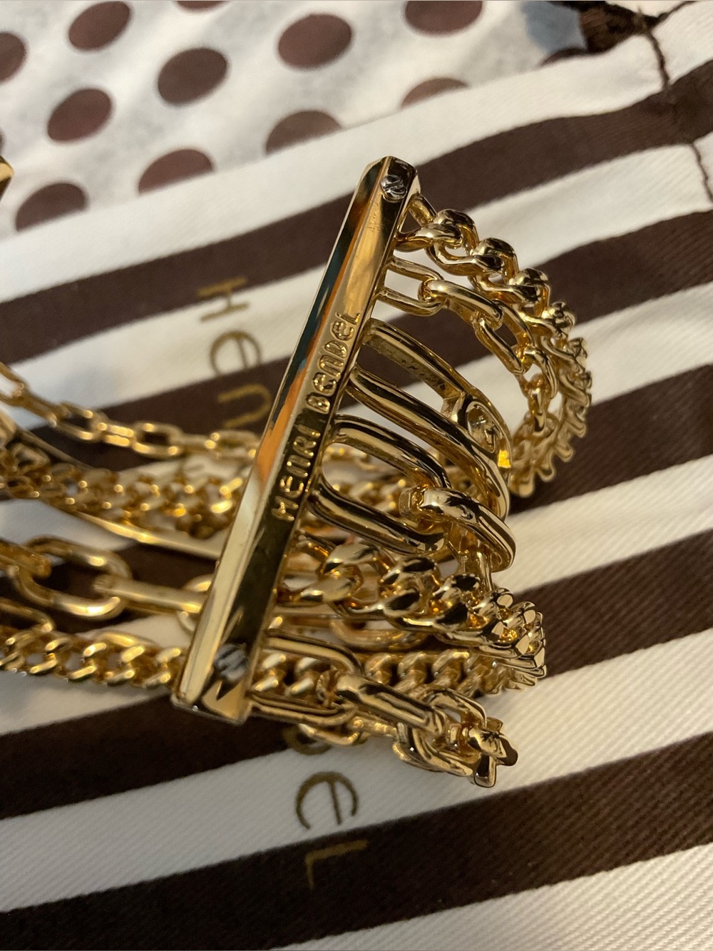 Henri Bendel Multi-Strand Chain Layered Cuff Bracelet Plus Dust Bag - Picture 6 of 12